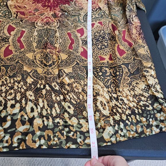 Jones New York Womens Silky Popover Top Multicolor Embroidered Artsy Bohemian - Picture 9 of 10